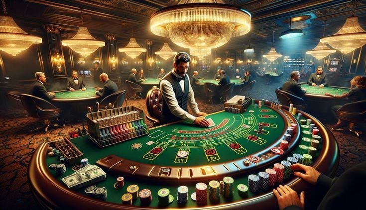 Antarmuka permainan Gaple Online di betcash dengan meja kartu digital